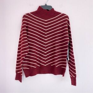 NEW Liz Claiborne Maroon Striped Turtleneck Sweater size small